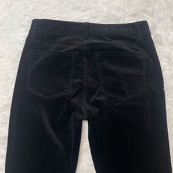 Ann Taylor Black Velvet Pants Size 0 Skinny Modern Fit Velour Stretch Low Rise - Picture 10 of 12